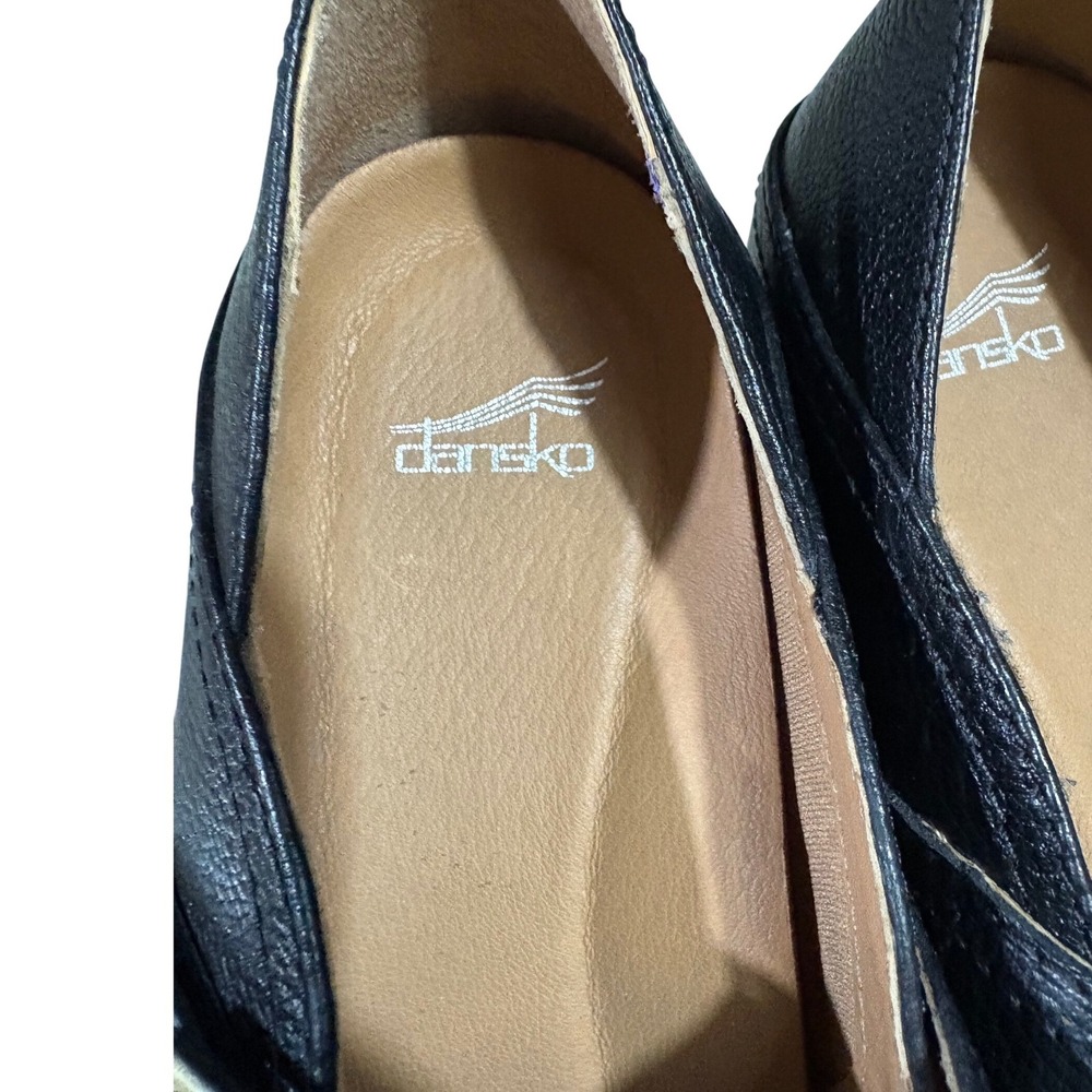 Dansko Black Sandy Leather‎ Mary Jane Wedge Shoes Buckle Strap EU 38 US 7.5-8 - Picture 5 of 6
